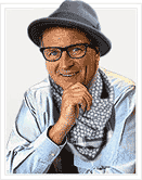 Digitally altered portrait of R. Emmett Tyrrell as a hipster